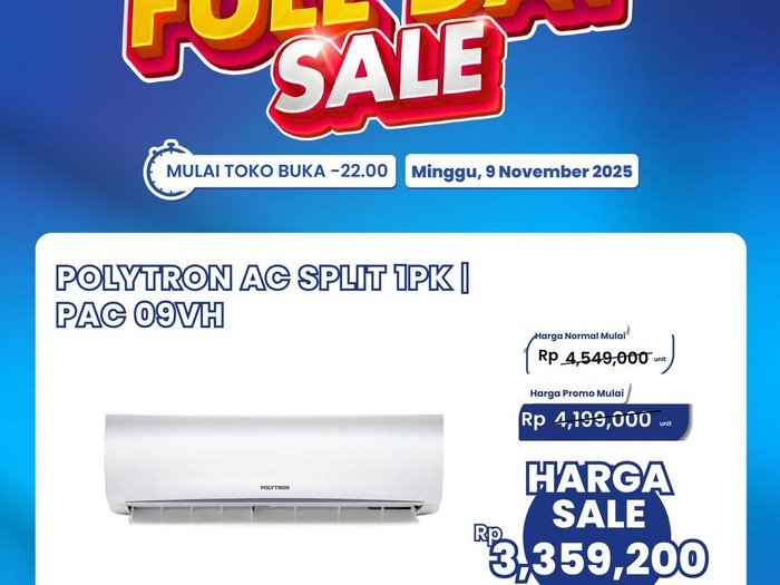SIAK PELUANG EMAS! AC 1 PK Rp 3,3 Juta di Transmart Full Day Sale, Diskon Gila Hanya Hari Ini
